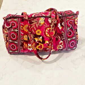 Vera Bradley Carnaby Shoulder Duffle Tote Bag Pink Multi Carryon Quilted Cotton